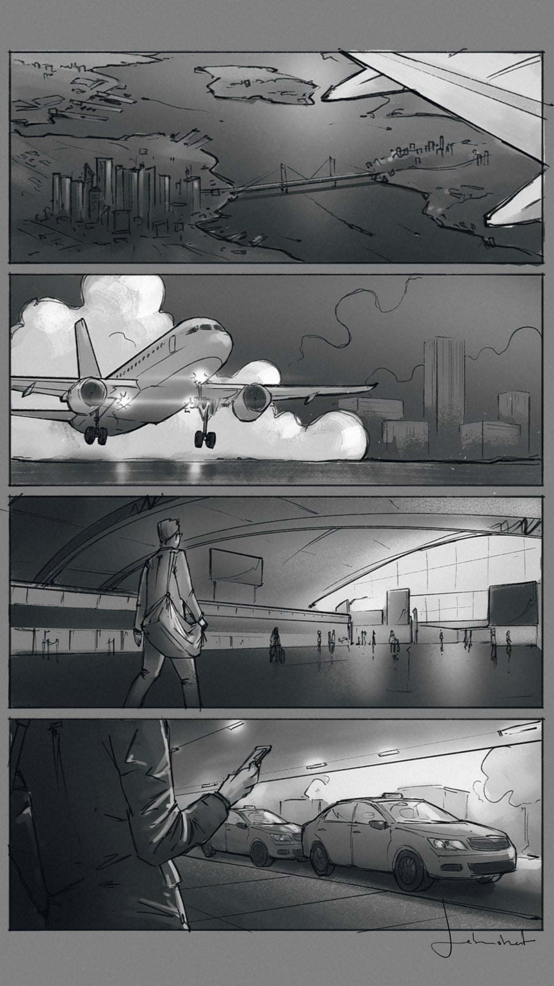 Storyboard Plane landing