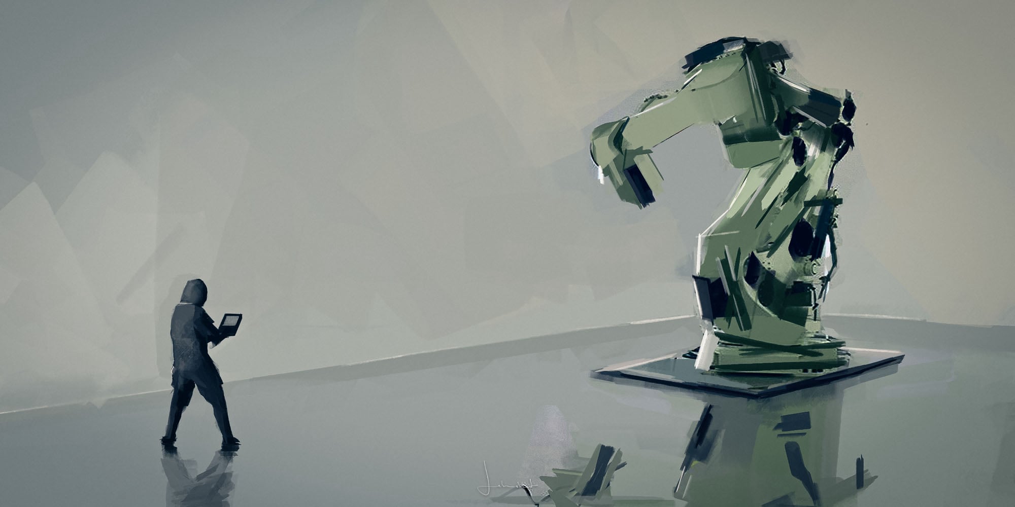 Guy infront of a Robot